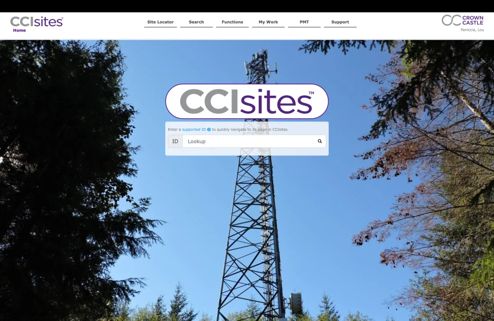 Crown Castle sites application map and site information